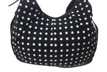 画像をギャラリービューアに読み込む, YVES SAINT LAURENT イヴサンローラン ポルカドット モンバサ ホーボー ハンドバッグ ブラック 水玉 コットン レザー 鹿角 ワンショルダー 135202 美品 中古 4c075686