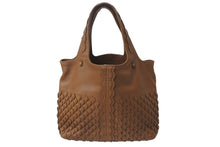 画像をギャラリービューアに読み込む, BOTTEGA VENETA ボッテガヴェネタ イントレチャート 花柄 ハンドバッグ イタリア製 レザー ブラウン 美品 中古 4c075707