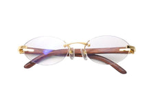 Load image into Gallery viewer, Cartier カルティエ メガネ リムレス ウッドテンプル 眼鏡 アイウェア メタル ウッド 3556828 ブラウン ゴールド金具 美品 中古 4b000059