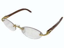 Load image into Gallery viewer, Cartier カルティエ メガネ リムレス ウッドテンプル 眼鏡 アイウェア メタル ウッド 3556828 ブラウン ゴールド金具 美品 中古 4b000059