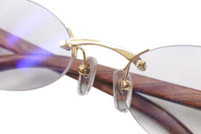Load image into Gallery viewer, Cartier カルティエ メガネ リムレス ウッドテンプル 眼鏡 アイウェア メタル ウッド 3556828 ブラウン ゴールド金具 美品 中古 4b000059