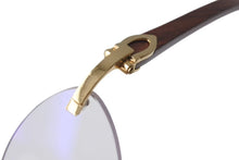 Load image into Gallery viewer, Cartier カルティエ メガネ リムレス ウッドテンプル 眼鏡 アイウェア メタル ウッド 3556828 ブラウン ゴールド金具 美品 中古 4b000059