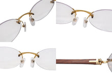 Load image into Gallery viewer, Cartier カルティエ メガネ リムレス ウッドテンプル 眼鏡 アイウェア メタル ウッド 3556828 ブラウン ゴールド金具 美品 中古 4b000059