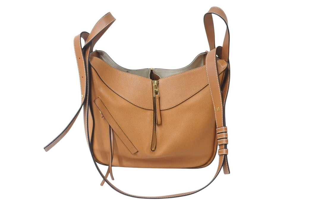 LOEWE ロエベ ハンモックバッグ スモール ２WAY ハンドバッグ ブラウン ソフトグレインカーフ 0691910 ショルダーバッグ 美品 中古 4b000091