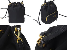 画像をギャラリービューアに読み込む, PRADA プラダ 2WAYバッグ ショルダーバッグ ハンドバッグ トライアングルロゴ ナイロン レザー ブラック ゴールド金具 美品 中古 4b000098