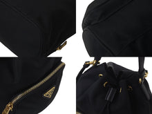 画像をギャラリービューアに読み込む, PRADA プラダ 2WAYバッグ ショルダーバッグ ハンドバッグ トライアングルロゴ ナイロン レザー ブラック ゴールド金具 美品 中古 4b000098