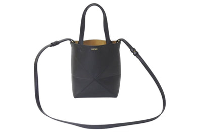 LOEWE ロエベ PUZZLE TOTE MINI パズルフォルドトート ミニ トートバッグ A657V25X01 カーフレザー 2WAY ブラック 美品 中古 4b000114