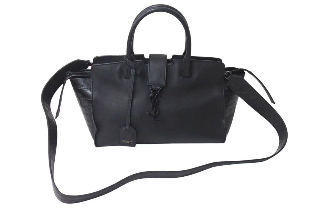 極美品 YVES SAINT LAURENT イブサンローラン ベビー ダウンタウンカバス 2WAYバッグ 436834 レザー ブラック 中古 4b000119