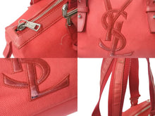 画像をギャラリービューアに読み込む, YVES SAINT LAURENT イブサンローラン ハンドバッグ トートバッグ ロゴ 129360 002404 レッド シルバー金具 美品 中古 4b000123
