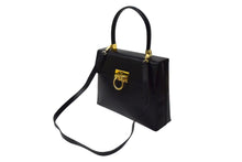 Load image into Gallery viewer, Salvatore Ferragamo サルヴァトーレフェラガモ ガンチーニ 2WAYバッグ ハンドバッグ ブラック カーフ 美品 中古 4b000137