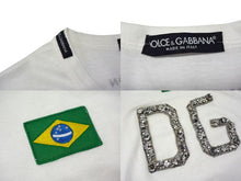 画像をギャラリービューアに読み込む, DOLCE &amp; GABBANA ドルチェ＆ガッバーナ LIMITED EDITION ラインストーンDGロゴ 半袖Tシャツ ブラジル国旗 ホワイト サイズ42 美品 中古 4b000264