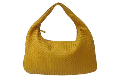 BOTTEGA VENETA ボッテガ ヴェネタ イントレチャート ホーボーバッグ ワンショルダーバッグ レザー イエロー 美品 中古 4b000283