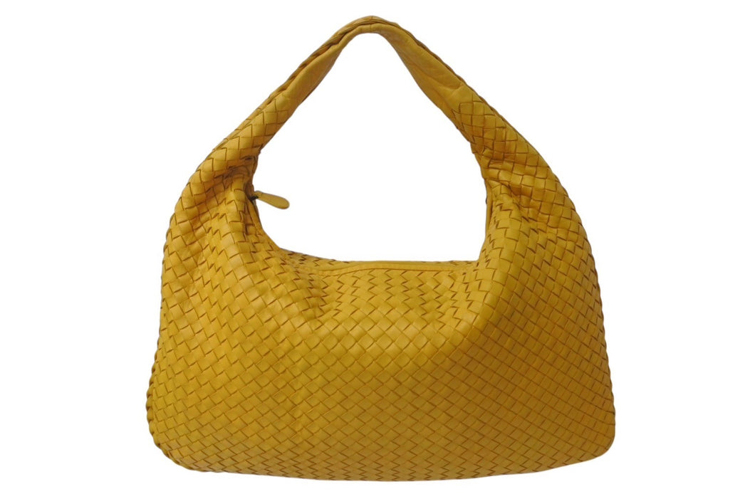 BOTTEGA VENETA ボッテガ ヴェネタ イントレチャート ホーボーバッグ ワンショルダーバッグ レザー イエロー 美品 中古 4b000283