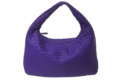 BOTTEGA VENETA ボッテガヴェネタ イントレチャート ホーボー ワンショルダーバッグ ミデュアム パープル B012867351 美品 中古 4b000284