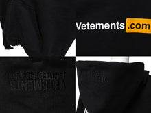 画像をギャラリービューアに読み込む, 極美品 VETEMENTS ヴェトモン 25SS VETEMENTS.COM FITTED ジップアップ フーディ― ブラック コットン パーカー ロゴ ua66hd830b サイズXL 中古 4b000336
