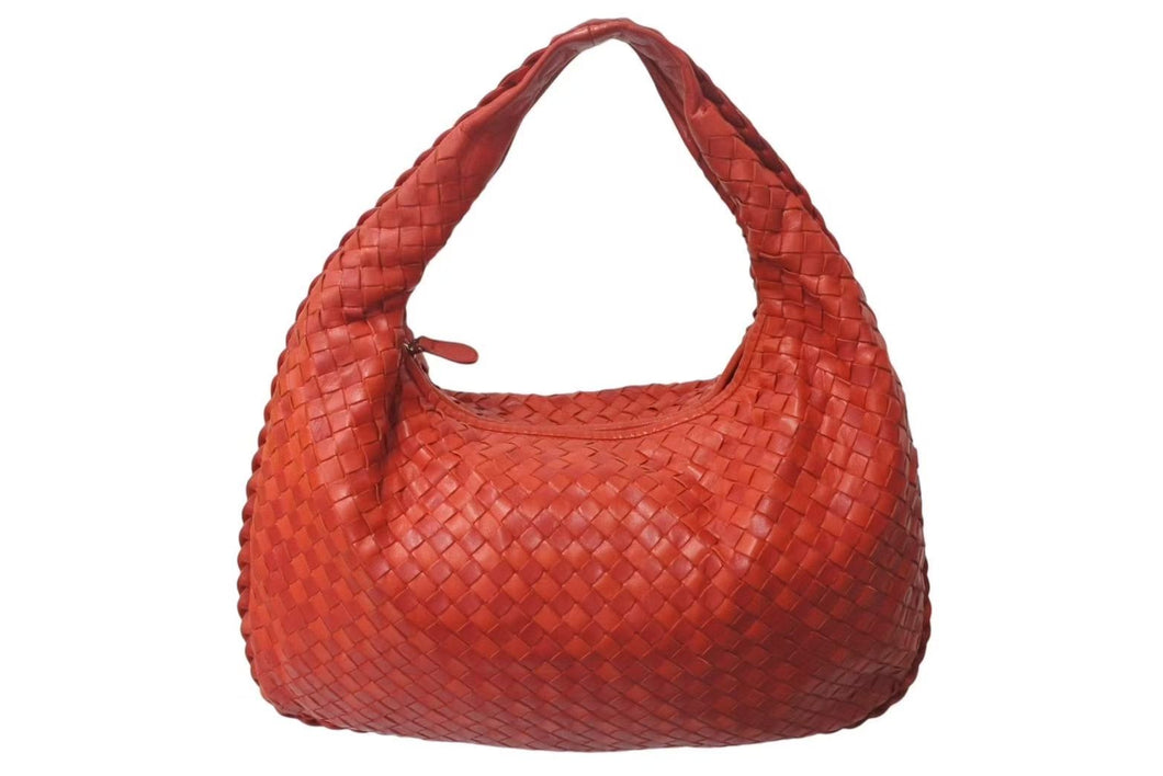BOTTEGA VENETA ボッテガヴェネタ イントレチャート ホーボー ワンショルダーバッグ 115653 レザー レッド 美品 中古 4b000470