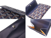 画像をギャラリービューアに読み込む, 極美品 GOYARD ゴヤール マリニー ウォレット 二つ折り財布 MARIGNPMLTY12CL12P ネイビー レザー PVC 中古 4b000474
