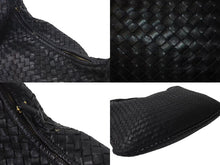 画像をギャラリービューアに読み込む, BOTTEGA VENETA ボッテガヴェネタ イントレチャート ホーボー ワンショルダーバッグ 115654 レザー ブラック ゴールド金具 美品 中古 4b000505