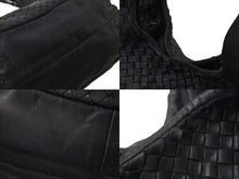 画像をギャラリービューアに読み込む, BOTTEGAVENETA ボッテガヴェネタ イントレチャート ショルダーバック ハンドバッグ 125787 レザー ブラック 美品 中古 4b000512