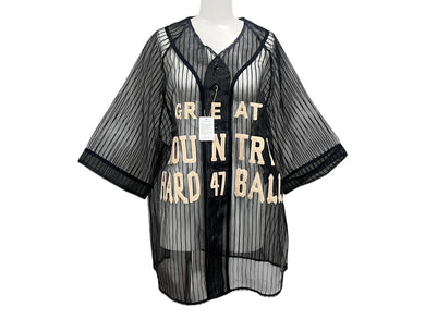 新品未使用 KAPITAL キャピタル シアーストライプ ベースボールシャツ K2406SS230 ポリエステル ブラック ベージュ サイズFREE 中古 4b000671