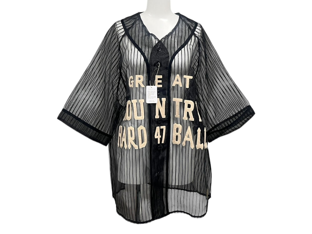 新品未使用 KAPITAL キャピタル シアーストライプ ベースボールシャツ K2406SS230 ポリエステル ブラック ベージュ サイズFREE 中古 4b000671