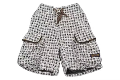 新品未使用 KAPITAL キャピタル ファンシーツイード カーゴショートパンツ K2503SP039 サイズ3 フリンジ ホワイト 中古 4b000675