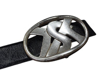 画像をギャラリービューアに読み込む, Yves Saint Laurent イヴサンローラン ベルト バックル ブランドロゴ ヴィンテージ加工 レザー メタル ブラック 美品 中古 4b000687