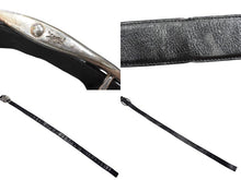 画像をギャラリービューアに読み込む, Yves Saint Laurent イヴサンローラン ベルト バックル ブランドロゴ ヴィンテージ加工 レザー メタル ブラック 美品 中古 4b000687