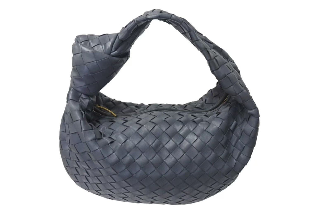 極美品 BOTTEGA VENETA ボッテガヴェネタ イントレチャート ティーンジョデ ワンショルダーバッグ レザー グレー ゴールド金具 中古 4b000756
