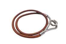 Load image into Gallery viewer, HERMES エルメス Jumbo H ジャンボチョーカー ネックレス 2連ブレスレット アクセサリー レザー ブラウン シルバー金具 美品 中古 4b007853