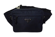 画像をギャラリービューアに読み込む, PRADA プラダ ウエストバッグ ショルダーバッグ トライアングルロゴ 2VL001 ナイロン ネイビー ブラック シルバー金具 美品 中古 4b000789