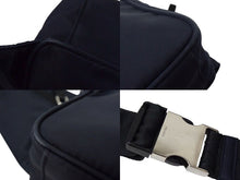 画像をギャラリービューアに読み込む, PRADA プラダ ウエストバッグ ショルダーバッグ トライアングルロゴ 2VL001 ナイロン ネイビー ブラック シルバー金具 美品 中古 4b000789