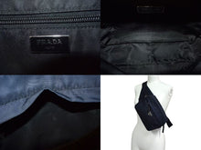 画像をギャラリービューアに読み込む, PRADA プラダ ウエストバッグ ショルダーバッグ トライアングルロゴ 2VL001 ナイロン ネイビー ブラック シルバー金具 美品 中古 4b000789
