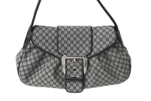 画像をギャラリービューアに読み込む, 極美品 CELINE セリーヌ ワンショルダーバッグ CE00/34 マカダム柄 ブラック グレー キャンバス レザー シルバー金具 総柄 中古 4b000821