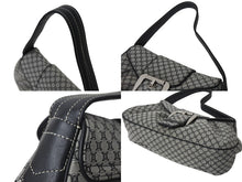 画像をギャラリービューアに読み込む, 極美品 CELINE セリーヌ ワンショルダーバッグ CE00/34 マカダム柄 ブラック グレー キャンバス レザー シルバー金具 総柄 中古 4b000821