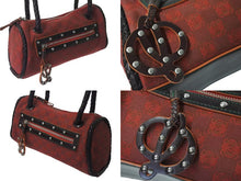 画像をギャラリービューアに読み込む, LOEWE ロエベ ハンドバッグ 290503 アナグラム柄 キャンバス レザー レッド ブラウン シルバー金具 美品 中古 4b000840