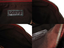 画像をギャラリービューアに読み込む, LOEWE ロエベ ハンドバッグ 290503 アナグラム柄 キャンバス レザー レッド ブラウン シルバー金具 美品 中古 4b000840