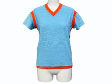 画像をギャラリービューアに読み込む, 極美品 CHANEL シャネル 半袖シャツ スポーツライン 02s ココマーク P19452V11234 ブルー オレンジ ポリアミド サイズ36 中古 4b000854