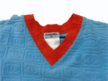 画像をギャラリービューアに読み込む, 極美品 CHANEL シャネル 半袖シャツ スポーツライン 02s ココマーク P19452V11234 ブルー オレンジ ポリアミド サイズ36 中古 4b000854