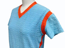 画像をギャラリービューアに読み込む, 極美品 CHANEL シャネル 半袖シャツ スポーツライン 02s ココマーク P19452V11234 ブルー オレンジ ポリアミド サイズ36 中古 4b000854