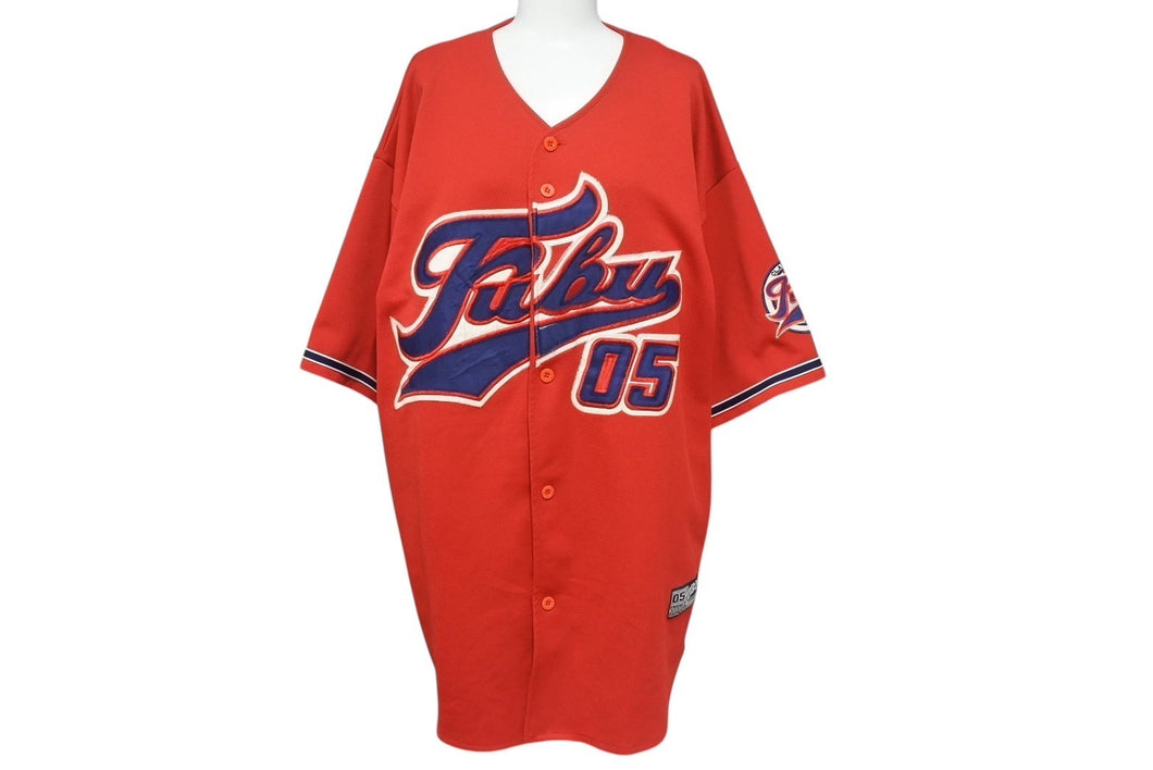 FUBU フブ ベースボールシャツ ゲームシャツ サイズXL 05 ナンバリング レッド ネイビー ホワイト 美品 中古 4b000908
