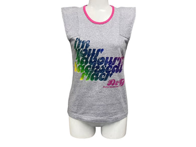 DOLCE&GABBANA ドルチェアンドガッバーナ グラフィック レインボーグリッタープリント タンクトップ グレー コットン XS 美品 中古 4b000925