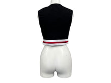 画像をギャラリービューアに読み込む, MIUMIU ミュウミュウ クロップド トップス タンクトップ ノースリーブ MJT638 サイズXS ボーダー ロゴ ブラック 美品 中古 4b000941