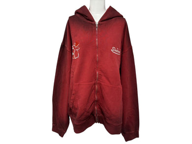 新品未使用 SLOWBUCKS スローバックス ジップアップフーディー パーカー サイズXL レッド グラデーション 刺繍 中古 4b009446