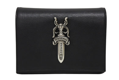 極美品 CHROME HEARTS クロムハーツ エクストララージダガー装飾 クラッチバッグ ダガージップ レザー シルバー925 シルバー金具 中古 4b010003