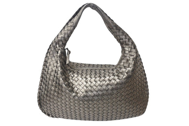 極美品 BOTTEGA VENETA ボッテガヴェネタ イントレチャート ホーボー ワンショルダーバッグ 115653 メタリックブロンズ 中古 4b001005