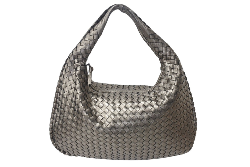 極美品 BOTTEGA VENETA ボッテガヴェネタ イントレチャート ホーボー ワンショルダーバッグ 115653 メタリックブロンズ 中古 4b001005