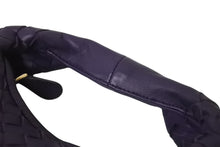 画像をギャラリービューアに読み込む, 極美品 BOTTEGAVENETA ボッテガヴェネタ イントレチャート ホーボー ミニ ハンドバッグ 189227 レザー パープル ゴールド金具 中古 4b001027