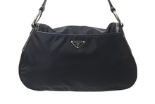 画像をギャラリービューアに読み込む, PRADA プラダ ポコノ ワンショルダーバッグ ハンドバッグ イタリア製 ナイロン レザー ブラック シルバー金具 美品 中古 4b001154