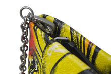 画像をギャラリービューアに読み込む, 極美品 PRADA プラダ クラッチバッグ ファイヤーパターン バナナ 1BF060 レザー イエロー レッド ブラック シルバー金具 中古 4b001224